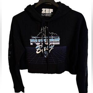 ZEF Industries Black ‘Future Baby’ Cropped Hoodie Sz L Rare Die Antwoord